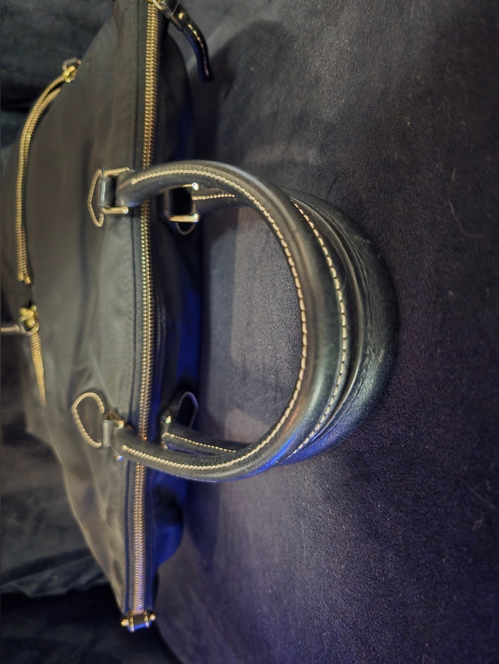 Dooney & Bourke Large Black Nylon Tote with Gold Zippers - Picture 4 of 5